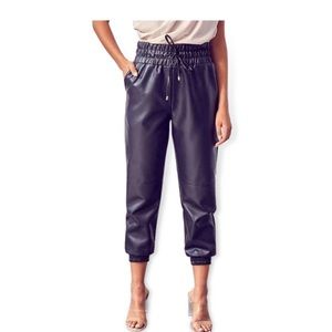 DO + BE vegan leather women’s size large jogger style street wear sweatpants